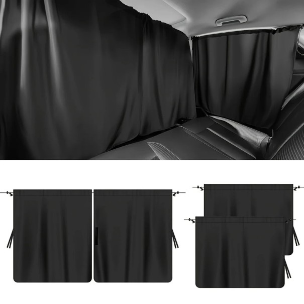 Rideaux occultants pour voiture Ensemble de 4 pièces Rideaux opaques universels pour fenêtres Protection de la vie privée Installation facile 1