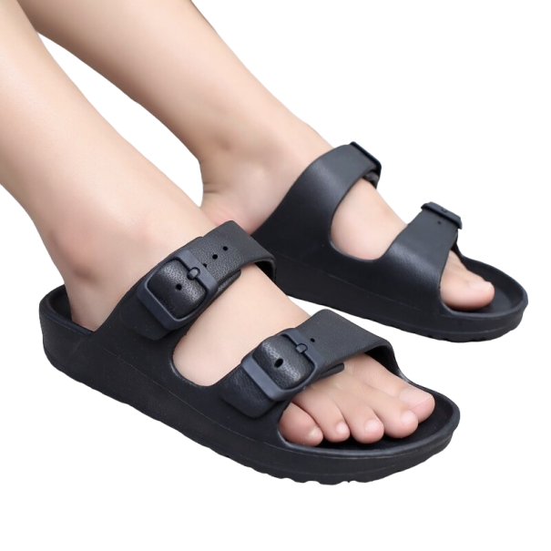 Riemchenpantoffeln schwarz 40