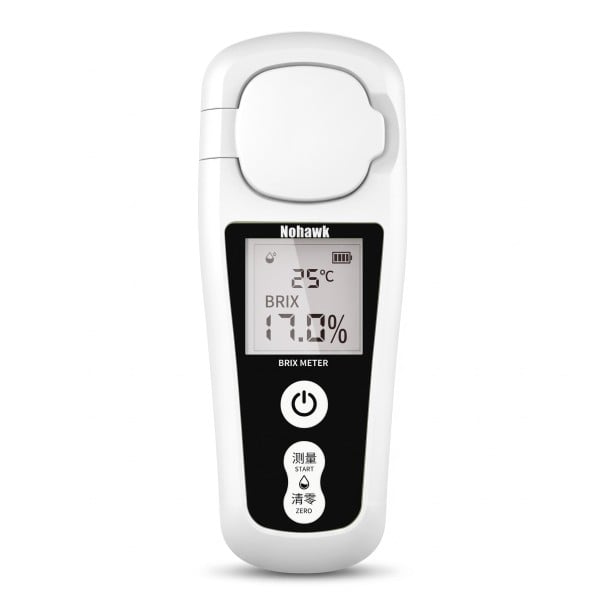 Rifrattometro digitale – zucchero Brix 0–55 %, precisione ±0,2 %, display LCD, ricaricabile USB, ATC, bianco, per frutta, succhi e bevande 1