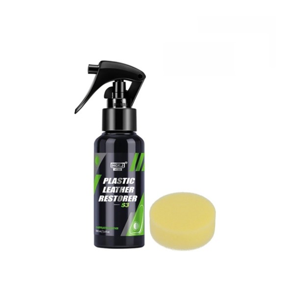 Rigenerante e pulitore per plastiche, pelle e superfici in gomma 100 ml con spugna Autocosmetica Pulizia plastiche e pelle Cura degli interni dell'auto 1