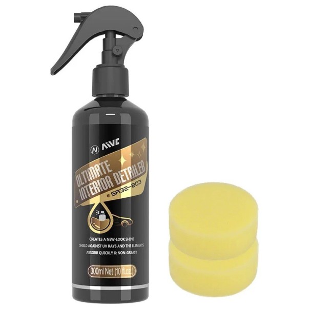 Rigeneratore di plastica e pelle 300 ml con 2 spugne Pulitore per plastica e pelle Ripristino cruscotto Cosmetici per auto Cura degli interni dell'auto 1