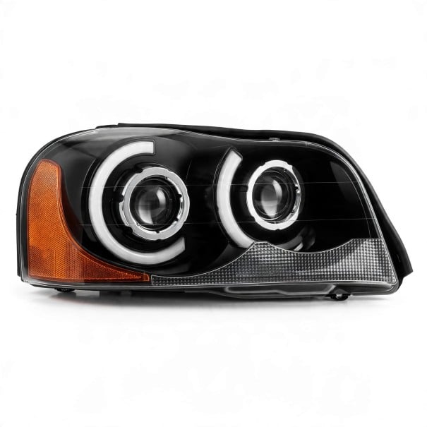 Right Front LED Headlight with Daytime Running Lights DRL and Indicator, 12 V, Projector LED Lenses, Black, for Volvo XC90 2004–2013 1