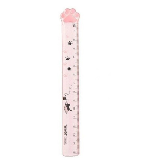 Rigla transparentă pentru labe de pisică de 15 cm Riglă scurtă pentru pisici pentru copii roz