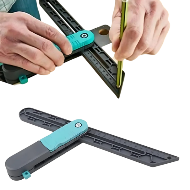 Riglă unghiulară reglabilă 28 x 15 cm instrument de măsurare multifuncțional în formă de T din plastic ABS pentru dulgheri scară pentru prelucrarea 1