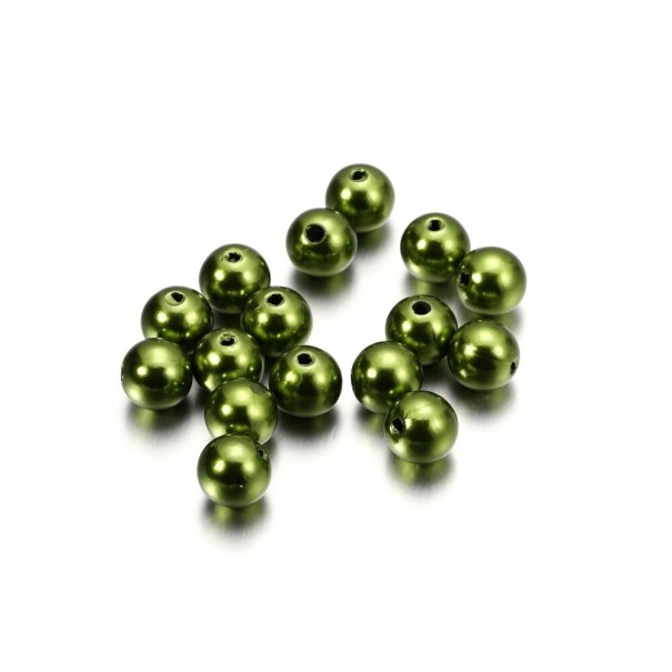 Rijgkralen 14 mm 20 stuks olijfgroen