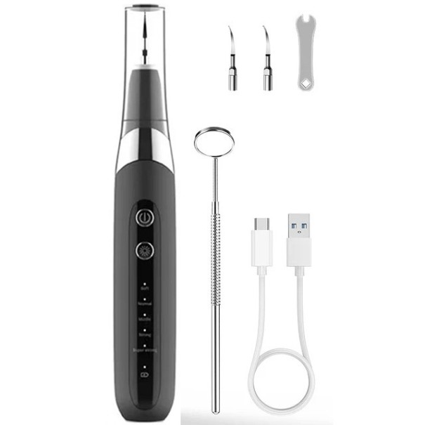 Rimuovi tartaro elettrico impermeabile con 5 livelli di velocità IPX6 Pulitore a ultrasuoni LED per denti Irrigatore sonico per la cura degli spazi interdentali USB-C 3,3 x 22,4 cm 1