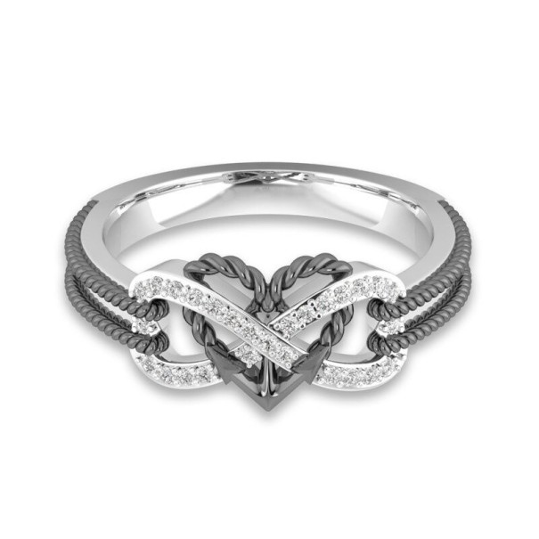 Ring met een hart zwart 8