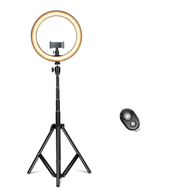 Ringljus med stativ och fjärravtryckare 26 cm