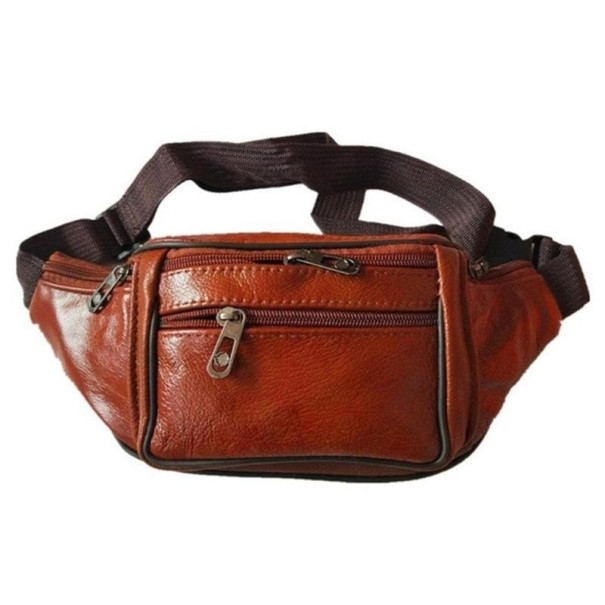 Riñonera de cuero para hombre marrón