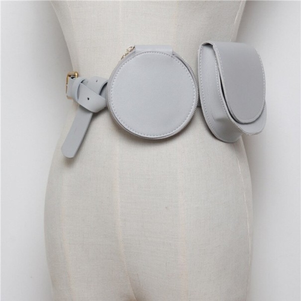 Riñonera de piel para mujer J158 gris claro