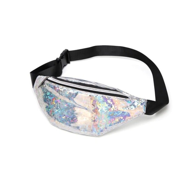 Riñonera de piel para mujer T747 plateado