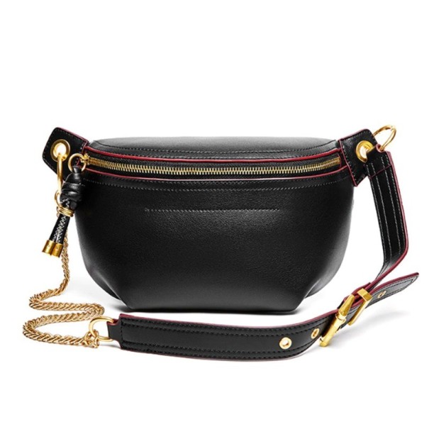 Riñonera de piel para mujer T849 negro
