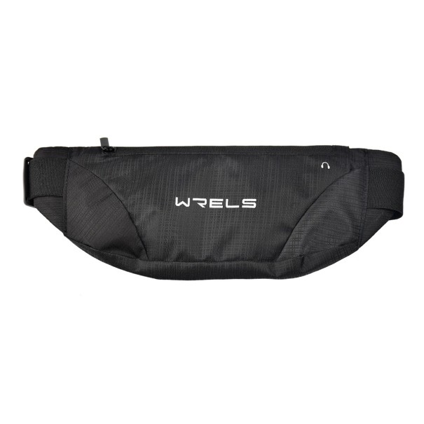 Riñonera deportiva para correr con funda impermeable para móvil, correa ajustable y orificio para auriculares. negro