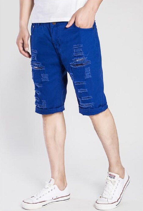 Rippade jeansshorts för män