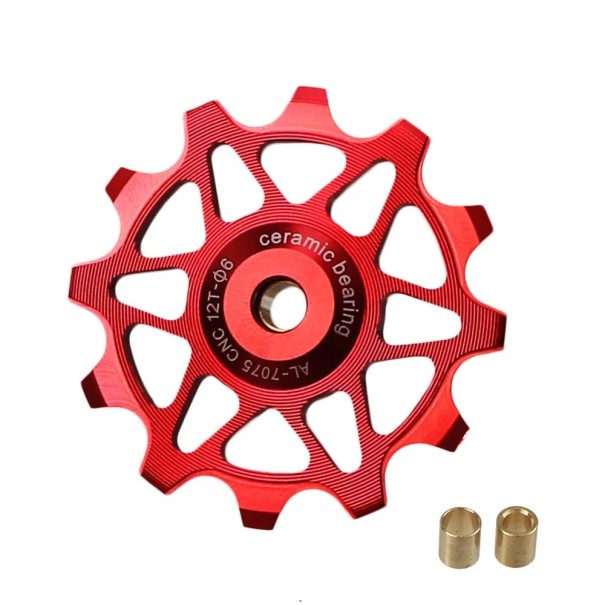 Roată de ghidare pentru schimbător 12T Narrow Wide AL 7075 CNC cu rulmenți ceramici compatibilă MTB și pe șosea Shimano Sram roșu