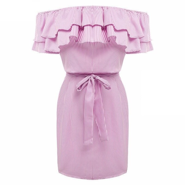 Robe à volants à épaules dénudées rose S