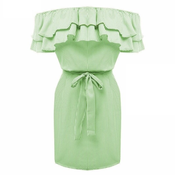 Robe à volants à épaules dénudées vert clair M