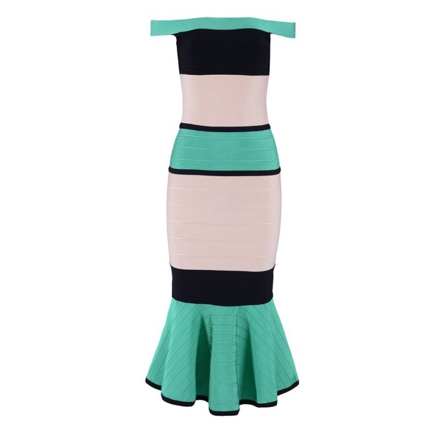 Robe bandage à épaules dénudées L