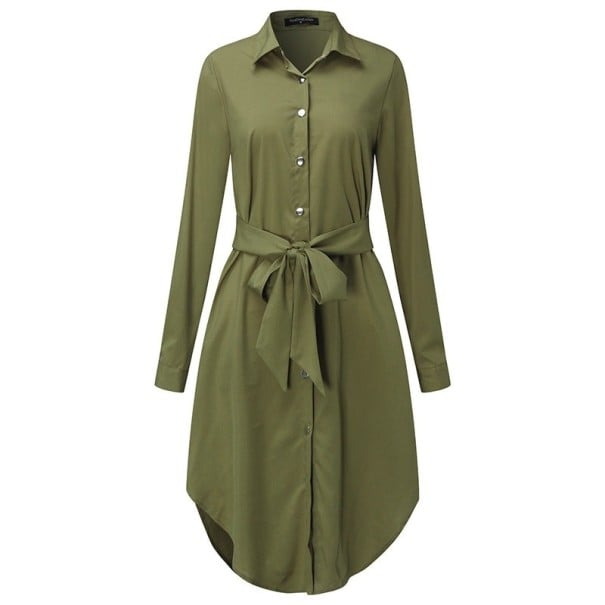 Robe chemise avec nœud vert armée 4XL