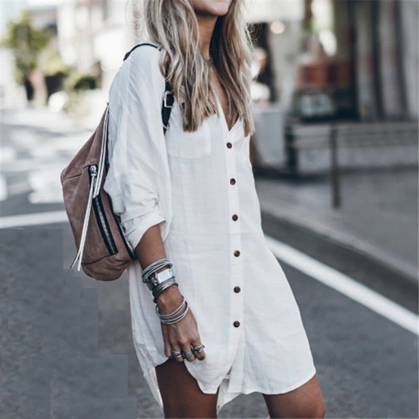 Robe chemise mini femme P388 blanc