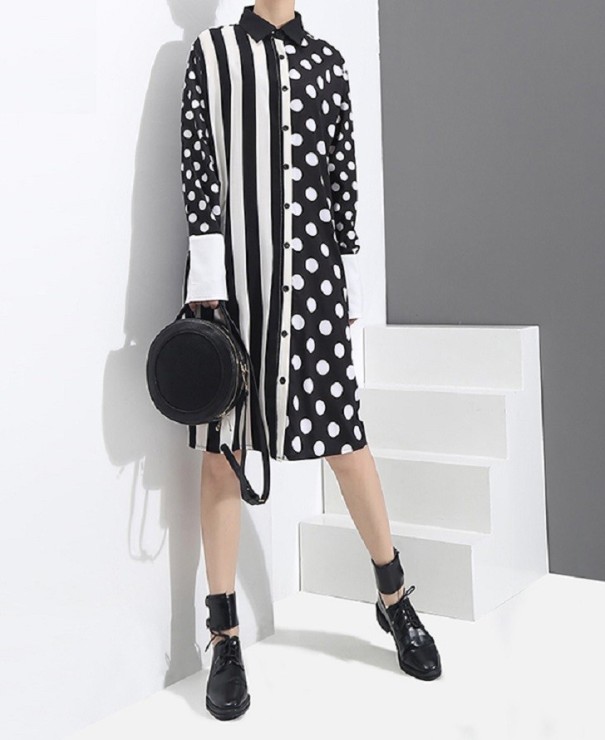Robe chemise noir et blanc 1