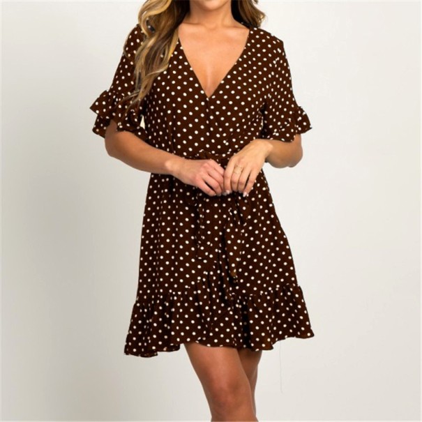 Robe d'été mini à pois marron S