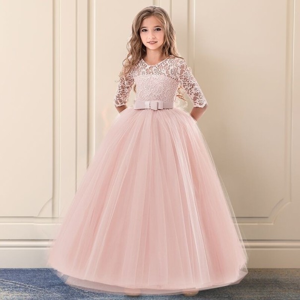 Robe de bal pour fille N129 rose clair 8