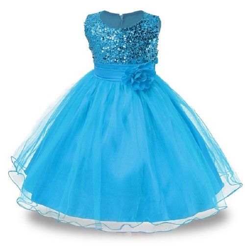 Robe de fille de luxe avec fleur J3238 bleu clair 8