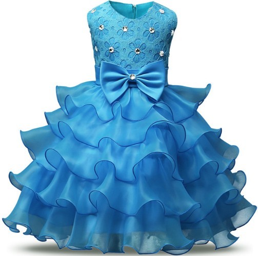 Robe de fille luxueuse - Bleu clair 4