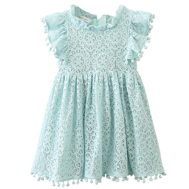 Robe en dentelle pour fille bleu clair 3