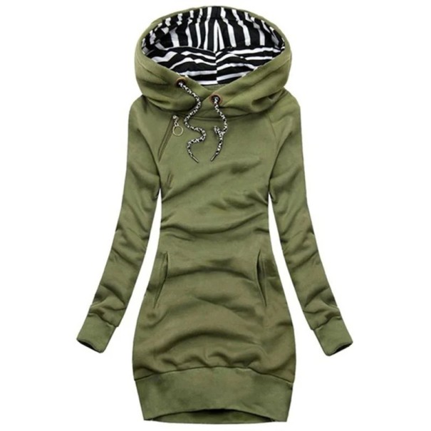Robe en sweat à capuche avec poche kangourou Manches longues Cordon de serrage Robe de loisirs unie Coupe confortable Style décontracté vert XXL