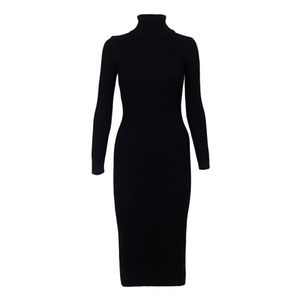 Robe en tricot avec col roulé noir L