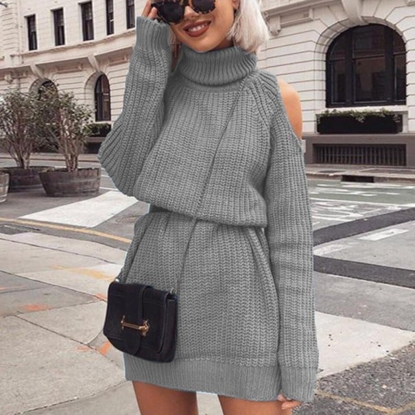Robe en tricot pour femmes B31 gris L