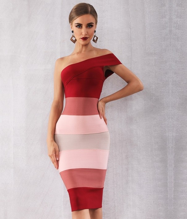 Robe fourreau rayée M
