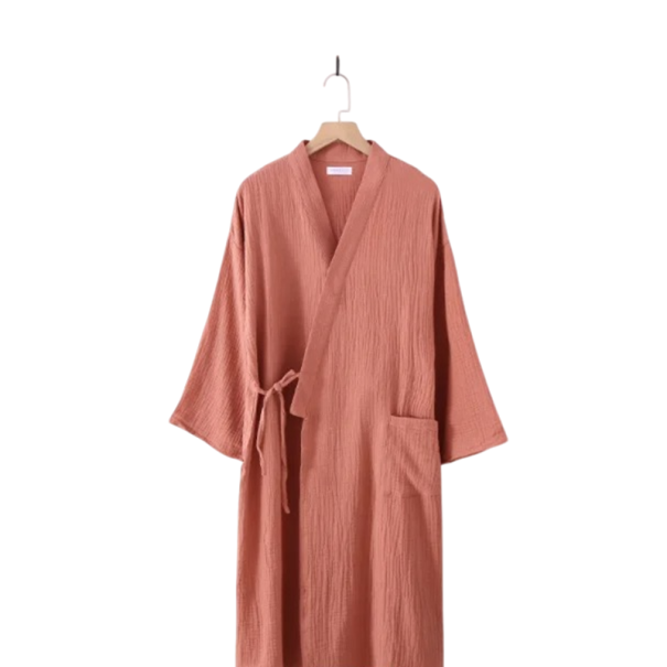 Robe kimono da donna Leggera vestaglia in cotone con cintura in vita Taglio comodo e arioso per l'uso domestico, preparazione mattutina e relax serale kaki M