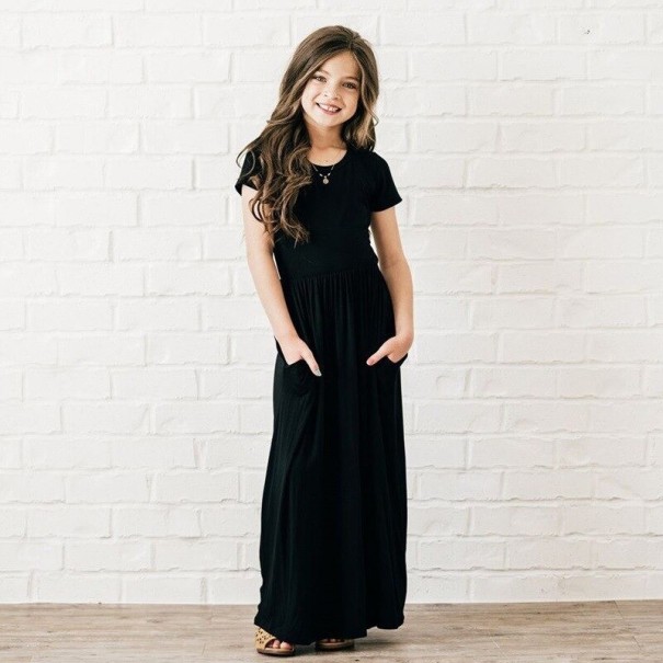Robe longue pour fille N84 noir 10