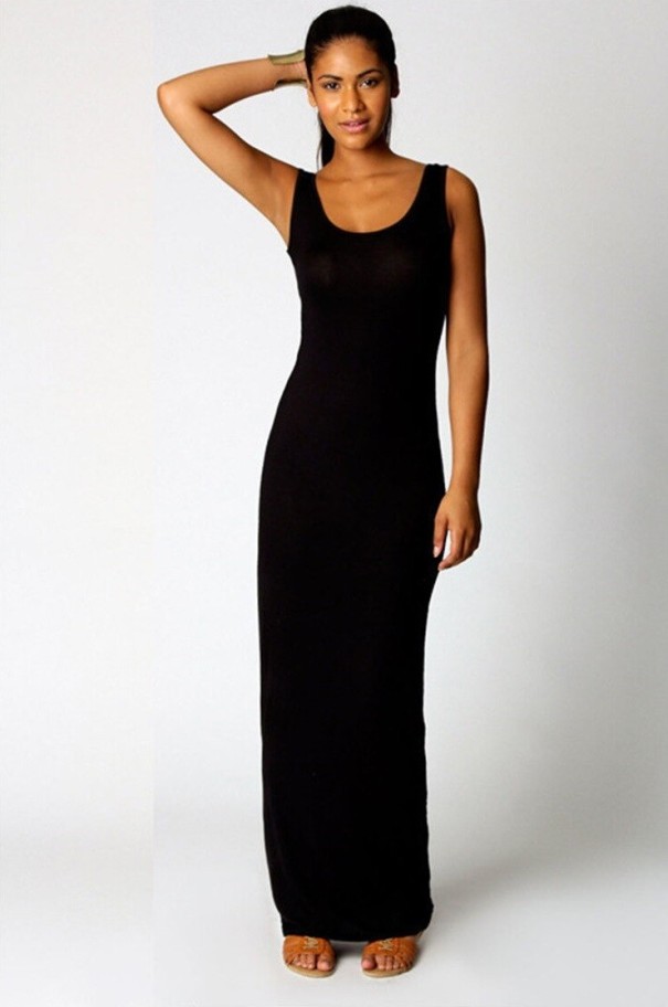 Robe maxi élastique noir XS