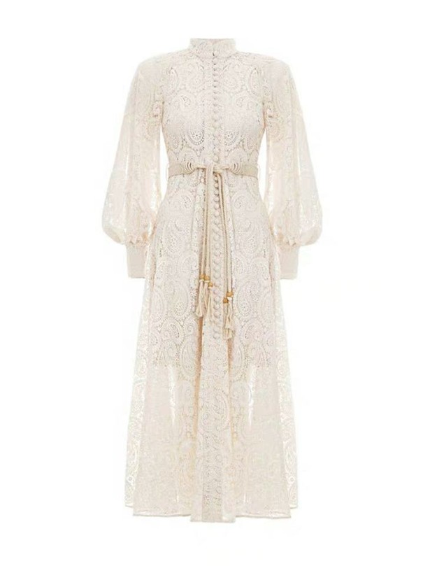 Robe midi en dentelle M