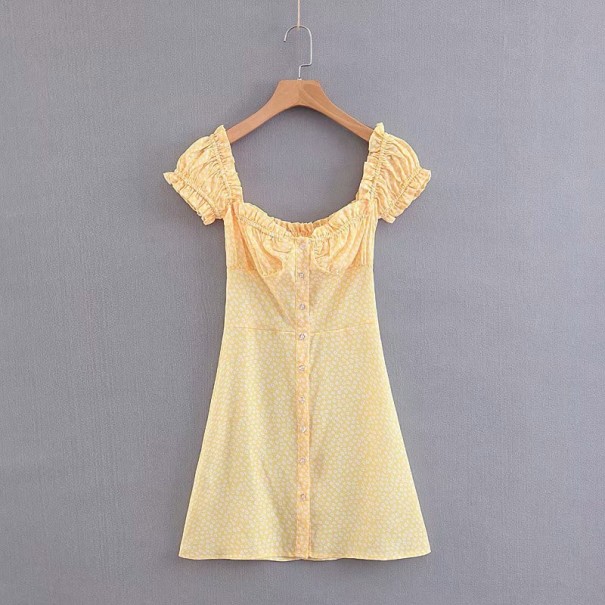 Robe mini boutonnée à épaules dénudées XS