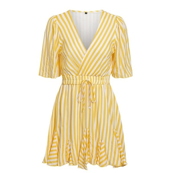 Robe mini rayée jaune M