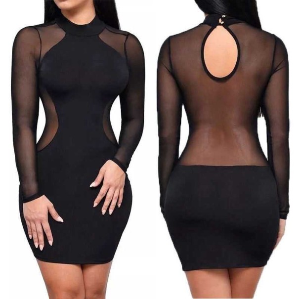 Robe mini sexy transparente noir L