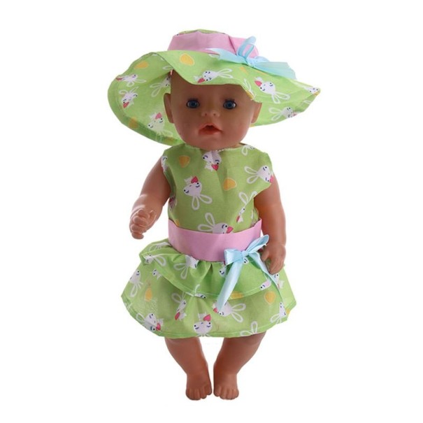 Robes avec chapeau pour poupées 6