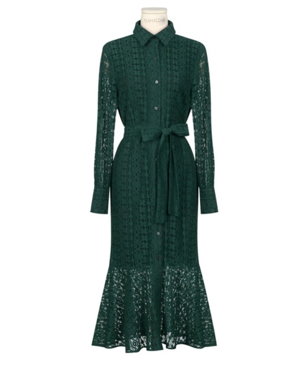 Robes en dentelle pour femmes vert foncé XL