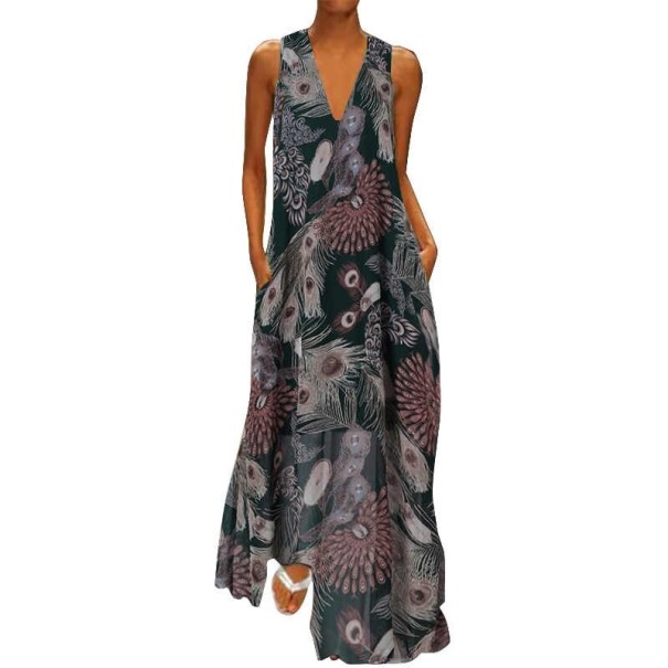 Robes longues avec motif de paon 4XL 5