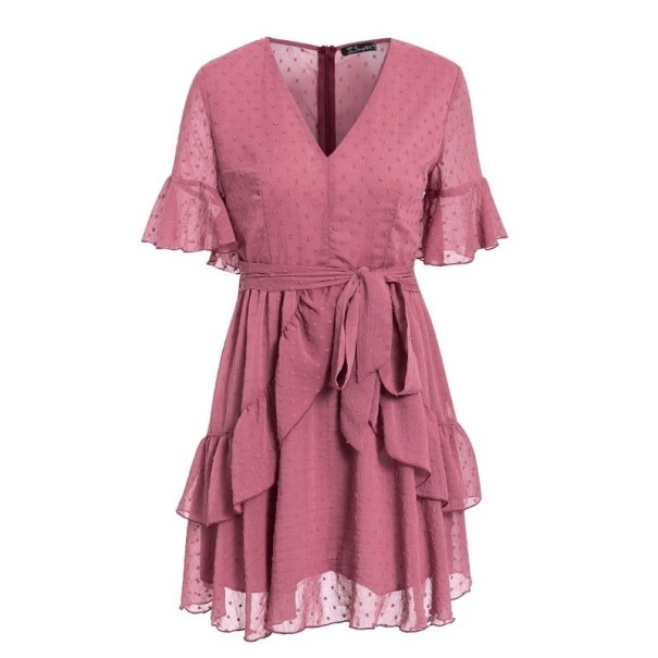 Robes roses pour femmes avec volants S