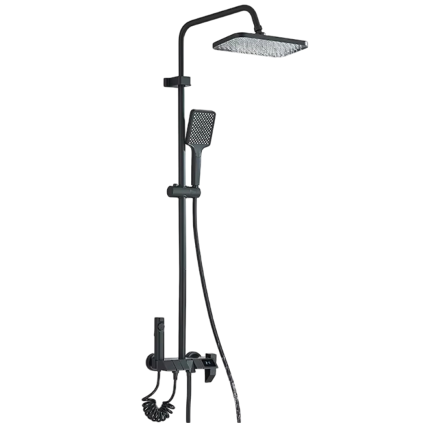 Robinet de douche avec douche pluie et douchette Robinet de bidet pour eau froide et chaude avec écran numérique Système de salle de bain haute noir