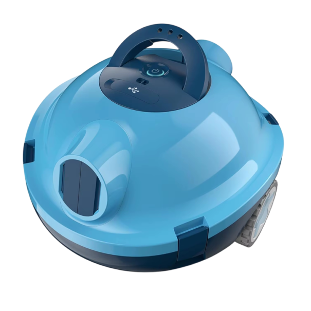 Robot de piscine 120 m² Nettoyeur de fond sans fil 100 min filtre 180 μm batterie 2550 mAh IPX8 stationnement automatique bleu