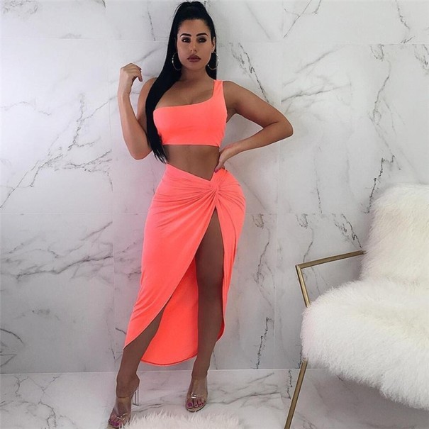 Rochie asimetrică din două piese roz XS