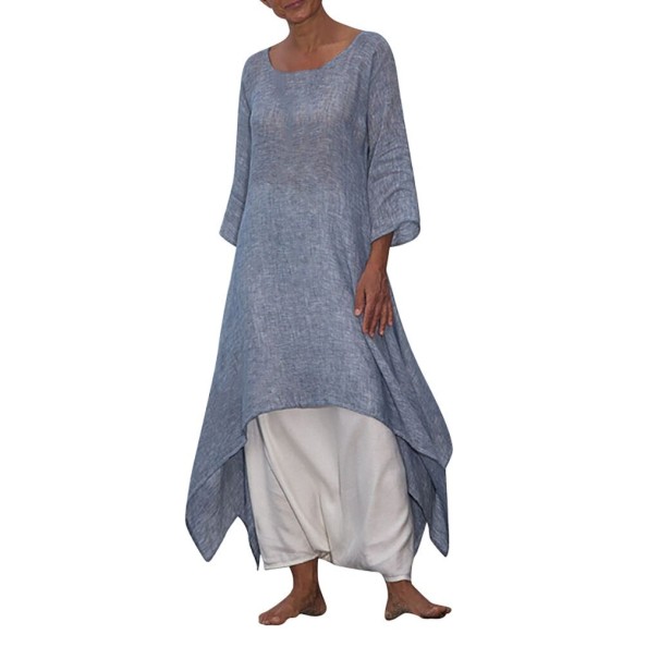 Rochie asimetrica plus marime albastru 4XL