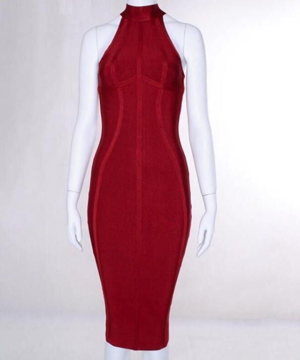 Rochie bandaj până la gât burgundy M